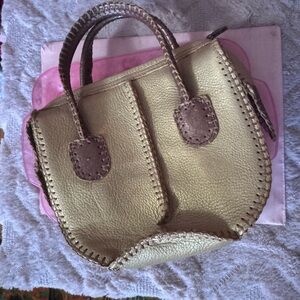 Vintage Carlos Falchi Elegant Gold Leather Handbag